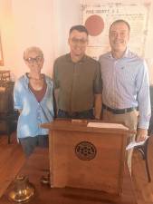 L-R: Rotary member Eva Warner, new member Joseph Koloski, and Rotary President Shaun Burger.