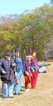 Soldiers line up for a demonstration.