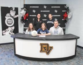 L-R Front: Jessi Donnelly, Lauren Donnelly and James Donnelly. L-R Back: Head volleyball coach Karly May and Regan Donnelly.