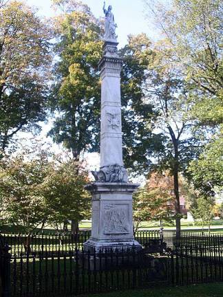 by Charles Fulton The Minisink Monument in Goshen, New York, marking the mass grave of the local casualties of the Battle of Minisink.