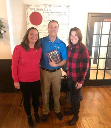 L-R: The Rotary’s new vice president Candace Mahala with former president Shaun Burger and newly named president Jamie Dykstra.