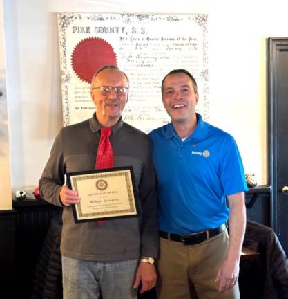 Rotarian Bill Kerstetter with former president Shaun Burger. Kerstetter was named Rotarian of the Year.