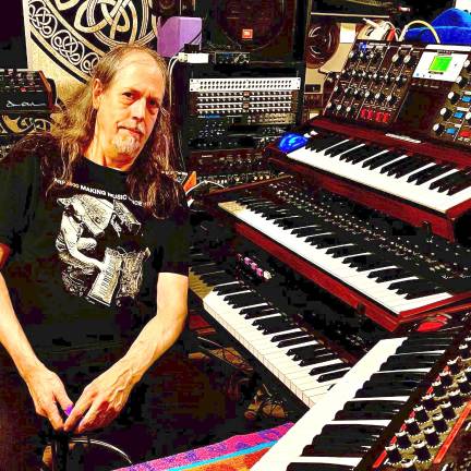 Neil Alexander with his keyboards.