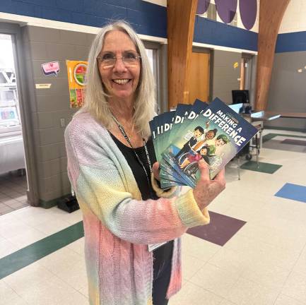 Rotary member Elly Napolitano at Shohola Elementary School.