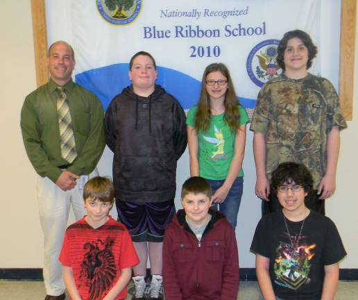 Pictured: (standing) Zachary Wilson, Grace Babbitts and Brian Caswell. (kneeling) Trevor McElroy, Benjamin Dispoto and Sebastian Edwards.