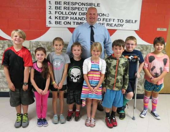 Third grade Students of the Month pictured: Matthew Latini, Hailey Ryan, Adrianna Buchanan, Connor Mills, Kaylee Kurcon, Samuel Yost, Michael Helt and Sydney Garrison.