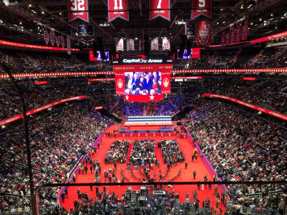 The inauguration as seen from the Capital One Arena.