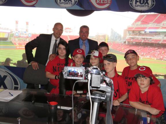 Photo provided DV newscasters at the Fox broadcast of the Reds vs. Giants game.