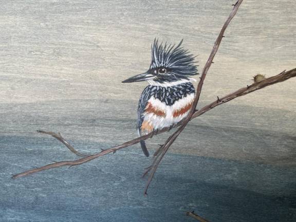 Lyons piece: ”The Kingfisher,” acrylic on wood.