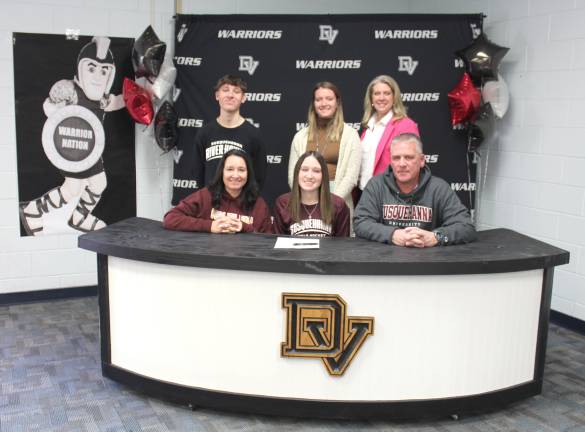 L-R Front: Dana O’Grady, Ava O’Grady, and Peter O’Grady. L-R Back: Gavin O’Grady, head field hockey coach Marielle Cohen, and assistant field hockey coach Cristin Cavallaro.