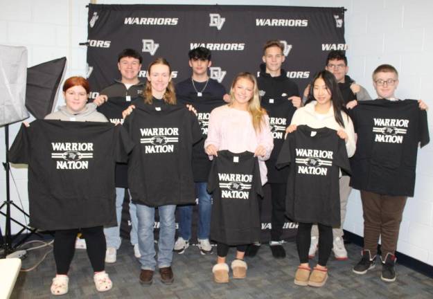 L-R Back: Rowan Storms, Cody Mueller, Tyler Lombardo, and Liam Wilkins. L-R Front: Lauren Hoffman, Lily Oyer, Charleigh Cook, Queenie Yang, and Tim Shifflet.