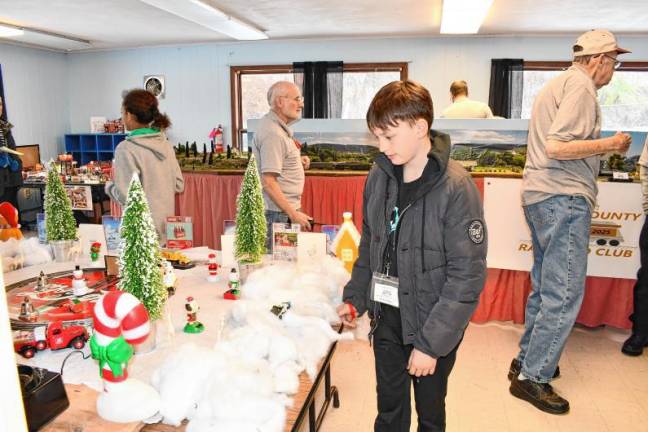 <b>Nicholas Phillips of Hardyston looks at a display Saturday, Nov. 23 at Prince of Peace Lutheran Church in Hamburg. (Photo by Maria Kovic)</b>