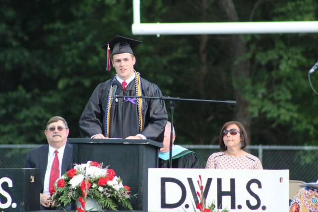 Class president Shane Fagan delivers his speech. (Photo by Elizabeth Bobo)