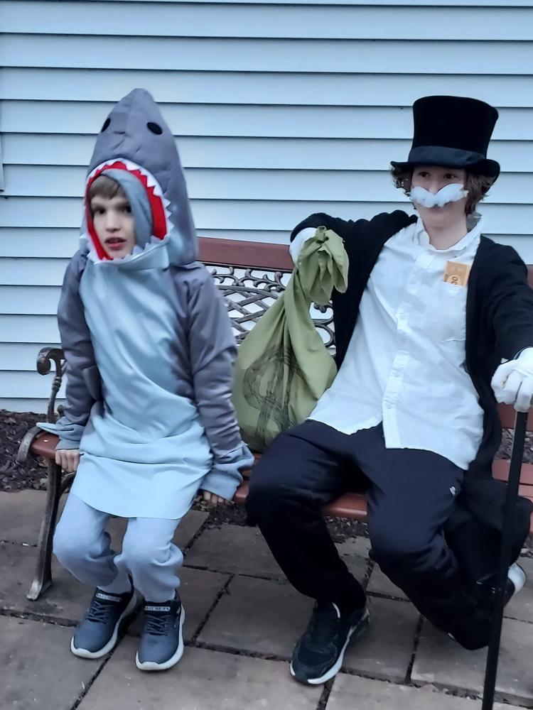 $!Danny the shark and Aidan as Mr. Monopoly. (Photo submitted by Christine Cohen)