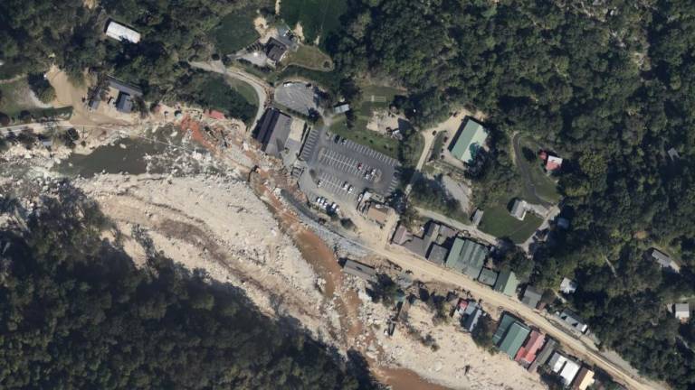 A view of Chimney Rock, North Carolina, after Hurricane Helene.